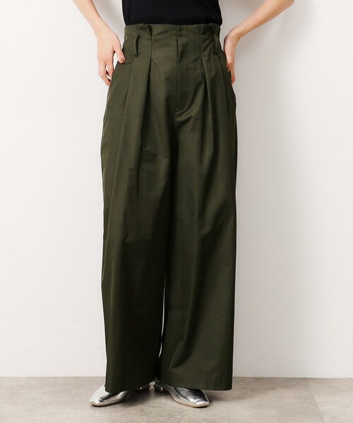クルニ ワイドパンツ サイズ1 スラックス　オリーブ　極美品　ベルト付き クルニ ワイドパンツ サイズ1 スラックス オリーブ 極美品 ベルト付き