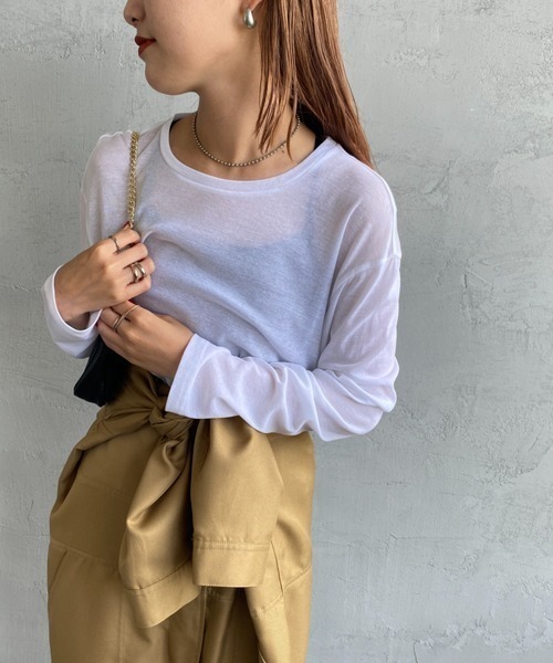 tシャツ 「Jeans Factory Clothes/ジーンズファクトリークローズ」 クルーネック ロングスリーブシアーカットソー レディース JEANS FACTORY Clothes tシャツ 「Jeans Factory Clothes