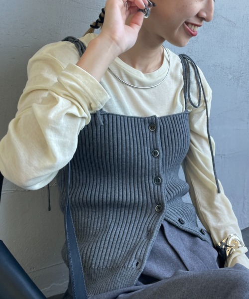 JEANS FACTORY Clothes（ジーンズファクトリークローズ）の「[Jeans Factory Clothes/ジーンズファクトリークローズ] クルーネック ロングスリーブシアーカットソー（Tシャツ/カットソー・レディース・ブラック/オフホワイト/サックスブルー/イエロー/オレンジ・F）」の4枚目の写真