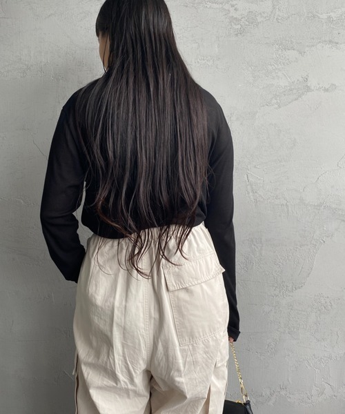 JEANS FACTORY Clothes（ジーンズファクトリークローズ）の「[Jeans Factory Clothes/ジーンズファクトリークローズ] クルーネック ロングスリーブシアーカットソー（Tシャツ/カットソー・レディース・ブラック/オフホワイト/サックスブルー/イエロー/オレンジ・F）」の18枚目の写真