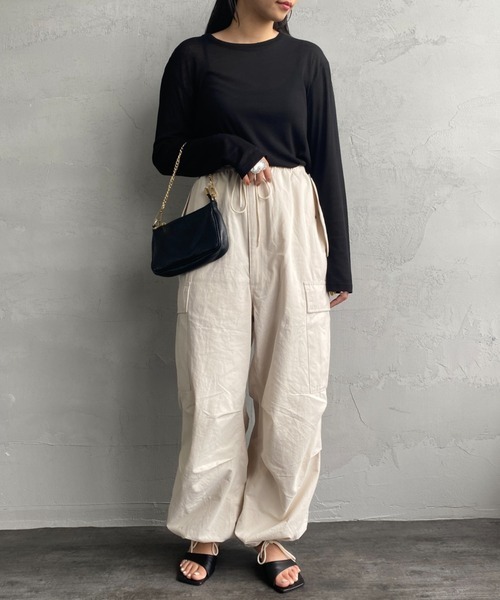 JEANS FACTORY Clothes（ジーンズファクトリークローズ）の「[Jeans Factory Clothes/ジーンズファクトリークローズ] クルーネック ロングスリーブシアーカットソー（Tシャツ/カットソー・レディース・ブラック/オフホワイト/サックスブルー/イエロー/オレンジ・F）」の19枚目の写真