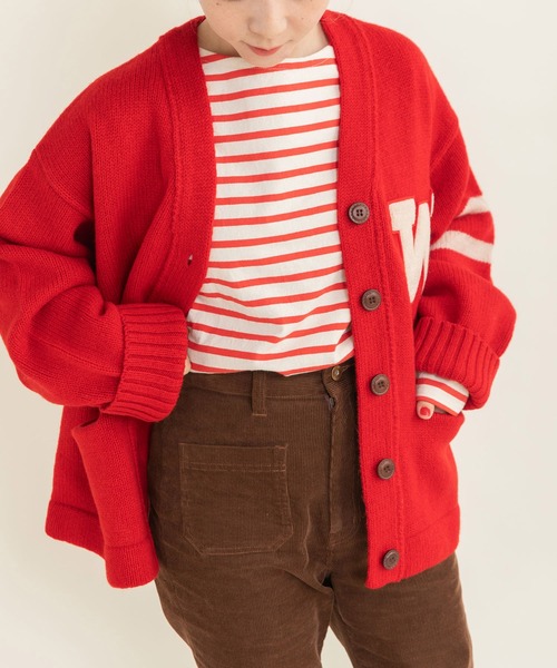 CHILD WOMAN（チャイルドウーマン）の「☆シェットランドウール レタードカーディガン（カーディガン/ボレロ・レディース・チャコールグレー/レッド・FREE）」の3枚目の写真