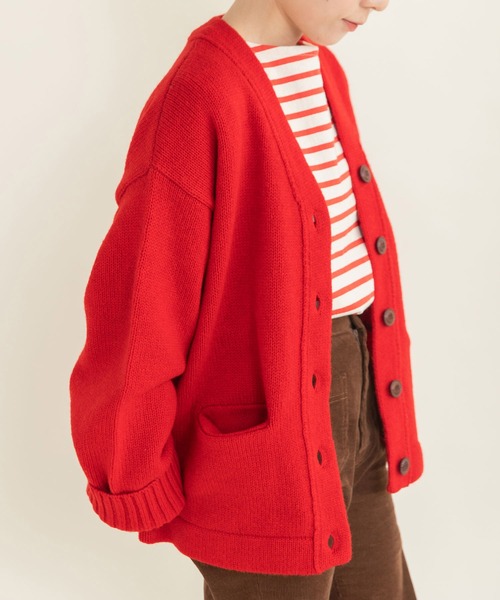 CHILD WOMAN（チャイルドウーマン）の「☆シェットランドウール レタードカーディガン（カーディガン/ボレロ・レディース・チャコールグレー/レッド・FREE）」の5枚目の写真