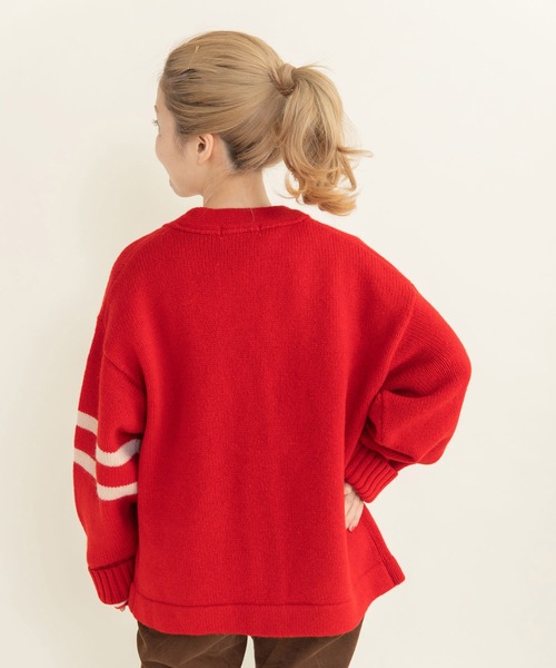 CHILD WOMAN（チャイルドウーマン）の「☆シェットランドウール レタードカーディガン（カーディガン/ボレロ・レディース・チャコールグレー/レッド・FREE）」の6枚目の写真