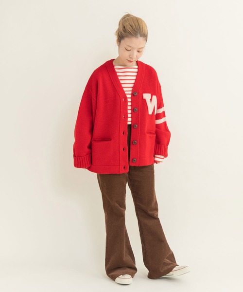 CHILD WOMAN（チャイルドウーマン）の「☆シェットランドウール レタードカーディガン（カーディガン/ボレロ・レディース・チャコールグレー/レッド・FREE）」の7枚目の写真