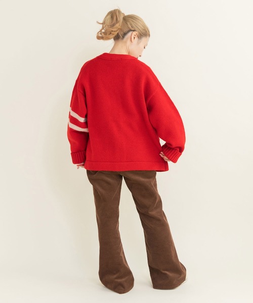 CHILD WOMAN（チャイルドウーマン）の「☆シェットランドウール レタードカーディガン（カーディガン/ボレロ・レディース・チャコールグレー/レッド・FREE）」の9枚目の写真