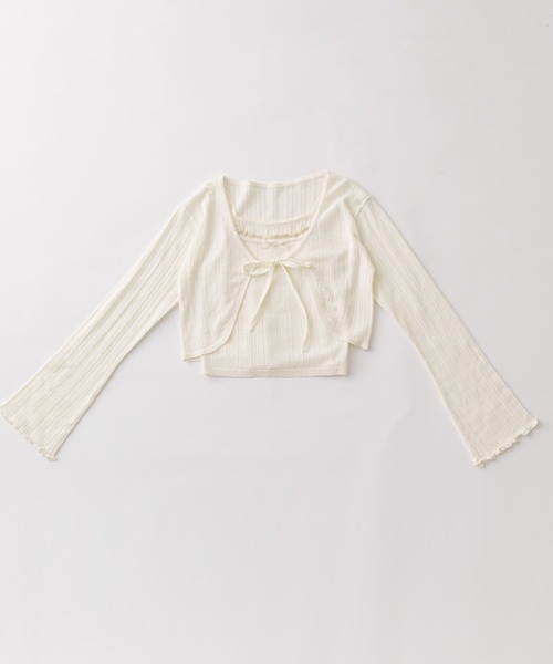 OLIVE des OLIVE（オリーブデオリーブ）の「パターンメッシュボレロアンサンブル（アンサンブル・レディース・オフホワイト/サックスブルー/ブラック/ブラウン・FREE）」の5枚目の写真