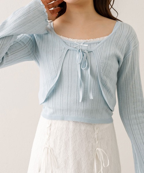 OLIVE des OLIVE（オリーブデオリーブ）の「パターンメッシュボレロアンサンブル（アンサンブル・レディース・オフホワイト/サックスブルー/ブラック/ブラウン・FREE）」の22枚目の写真