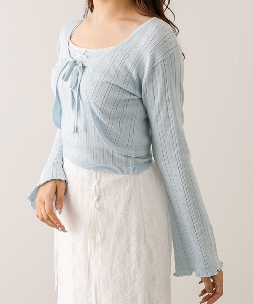 OLIVE des OLIVE（オリーブデオリーブ）の「パターンメッシュボレロアンサンブル（アンサンブル・レディース・オフホワイト/サックスブルー/ブラック/ブラウン・FREE）」の21枚目の写真