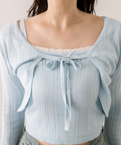 OLIVE des OLIVE（オリーブデオリーブ）の「パターンメッシュボレロアンサンブル（アンサンブル・レディース・オフホワイト/サックスブルー/ブラック/ブラウン・FREE）」の16枚目の写真