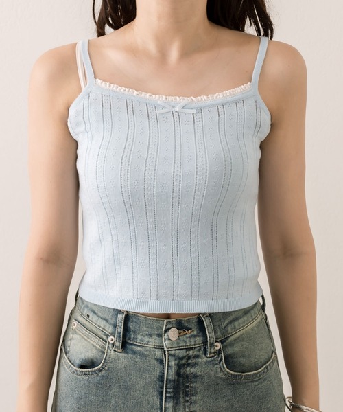 OLIVE des OLIVE（オリーブデオリーブ）の「パターンメッシュボレロアンサンブル（アンサンブル・レディース・オフホワイト/サックスブルー/ブラック/ブラウン・FREE）」の12枚目の写真