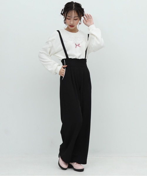 PINKHUNT(ピンクハント)の「PINKHUNT ピンクハント ハイウエスト肩紐付き ロングパンツ 9875K(その他パンツ・キッズ・ブラック/ライトグリーン/ブラウン・130cm/140cm/150cm/160cm/120cm)」の6枚目の写真