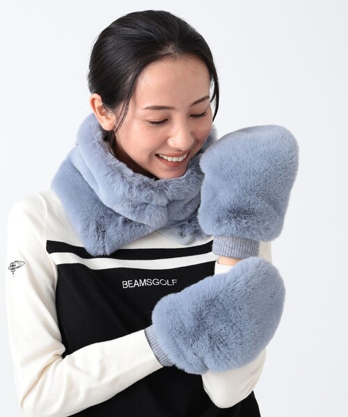 BEAMS GOLF（ビームスゴルフ）の「〈WOMEN〉 フェイクファー ミトン2（手袋・レディース・ネイビー/ベージュ/グレー・ONE SIZE）」の5枚目の写真