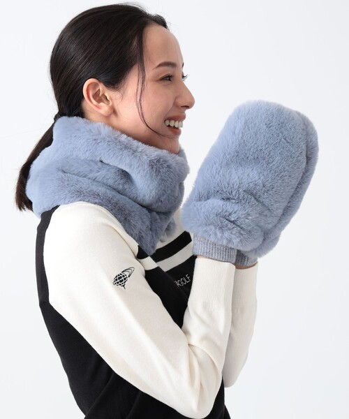 BEAMS GOLF（ビームスゴルフ）の「〈WOMEN〉 フェイクファー ミトン2（手袋・レディース・ネイビー/ベージュ/グレー・ONE SIZE）」の6枚目の写真
