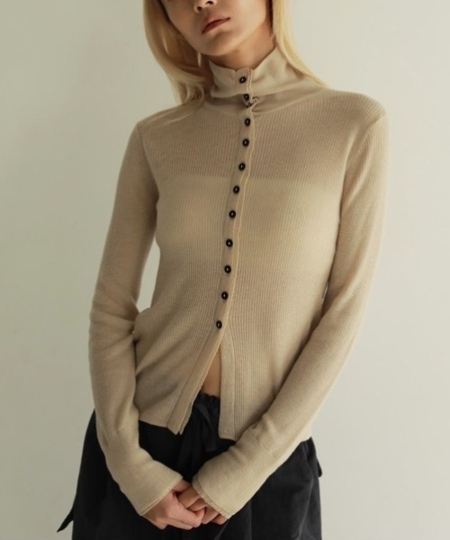 anuke（アンヌーク）の「anuke　Wool Knit Shirts ウールニットシャツ/62420531（ニット/セーター・レディース・クリーム/ブラック・ONE SIZE）」の4枚目の写真