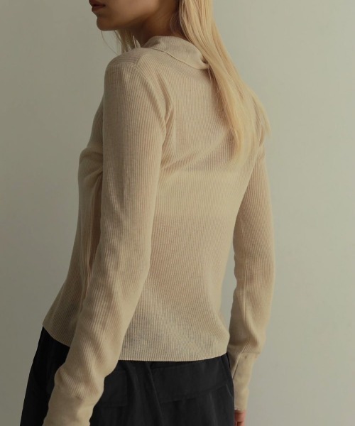 anuke（アンヌーク）の「anuke　Wool Knit Shirts ウールニットシャツ/62420531（ニット/セーター・レディース・クリーム/ブラック・ONE SIZE）」の7枚目の写真