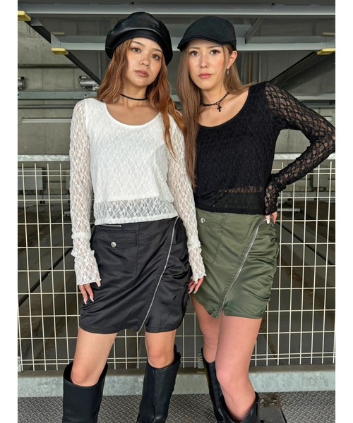 EGOIST（エゴイスト）の「MA-1風ミニスカート（スカート・レディース・ブラック/カーキ・S/M）」の13枚目の写真