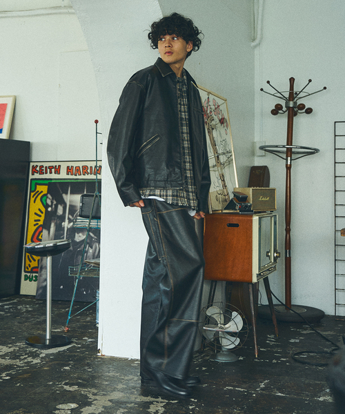 417 EDIFICE（フォーワンセブンエディフィス）の「フェイクレザー ダブルニーパンツ（スラックス・メンズ・ブラック・MEDIUM/LARGE）」の10枚目の写真