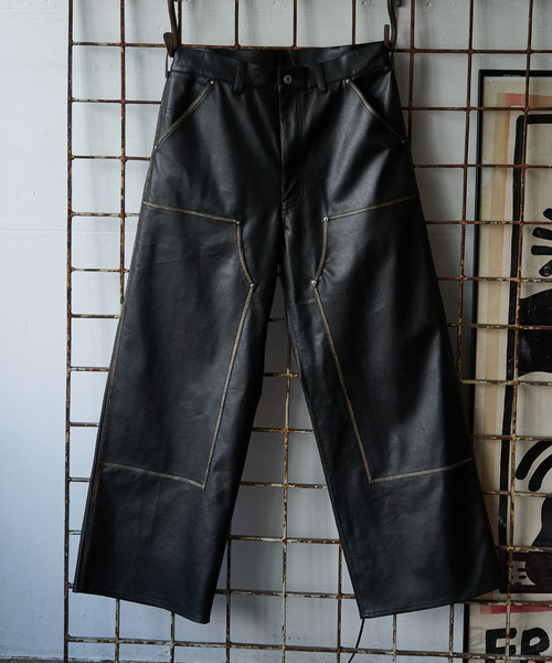 417 EDIFICE（フォーワンセブンエディフィス）の「フェイクレザー ダブルニーパンツ（スラックス・メンズ・ブラック・MEDIUM/LARGE）」の12枚目の写真