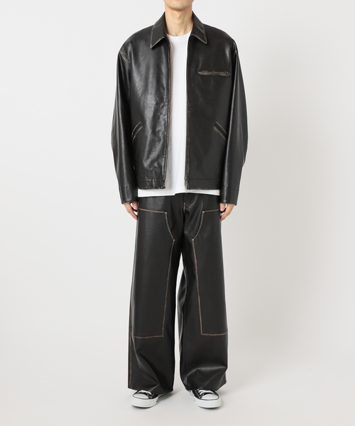 417 EDIFICE（フォーワンセブンエディフィス）の「フェイクレザー ダブルニーパンツ（スラックス・メンズ・ブラック・MEDIUM/LARGE）」の11枚目の写真