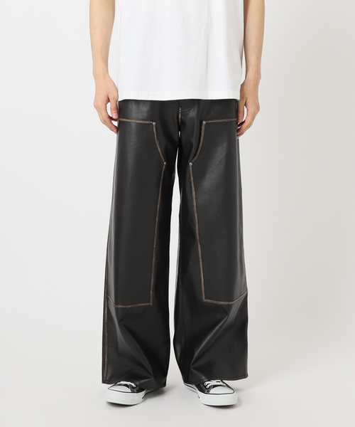 417 EDIFICE（フォーワンセブンエディフィス）の「フェイクレザー ダブルニーパンツ（スラックス・メンズ・ブラック・MEDIUM/LARGE）」の9枚目の写真