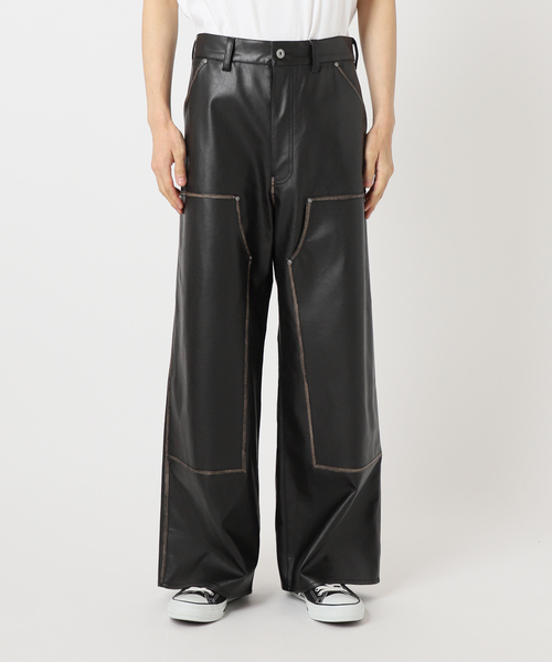 417 EDIFICE（フォーワンセブンエディフィス）の「フェイクレザー ダブルニーパンツ（スラックス・メンズ・ブラック・MEDIUM/LARGE）」の13枚目の写真