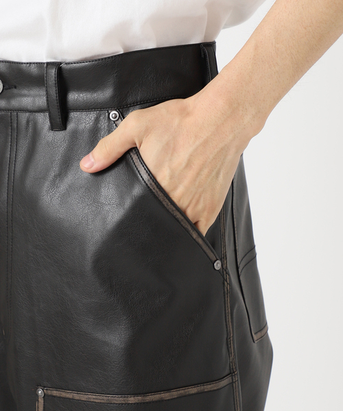 417 EDIFICE（フォーワンセブンエディフィス）の「フェイクレザー ダブルニーパンツ（スラックス・メンズ・ブラック・MEDIUM/LARGE）」の18枚目の写真