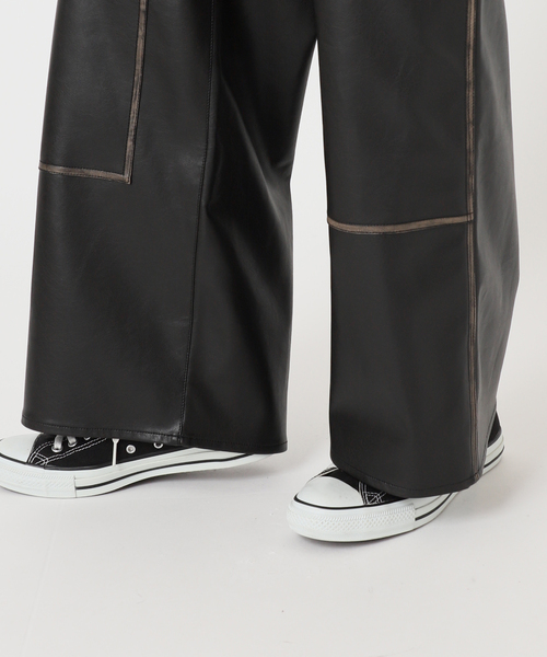 417 EDIFICE（フォーワンセブンエディフィス）の「フェイクレザー ダブルニーパンツ（スラックス・メンズ・ブラック・MEDIUM/LARGE）」の16枚目の写真