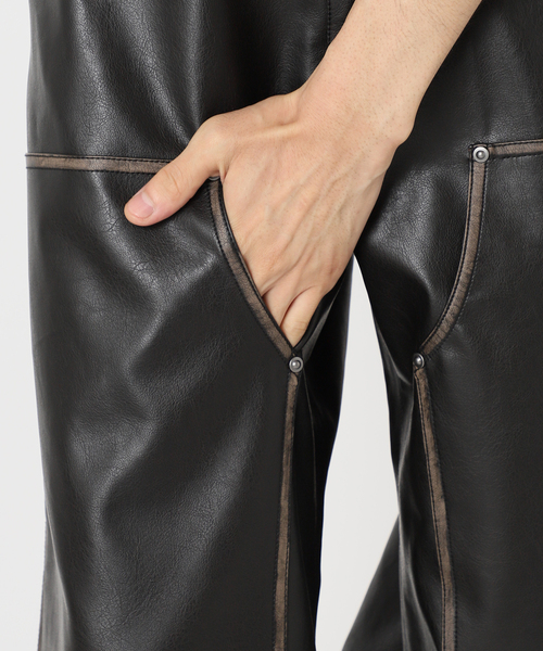 417 EDIFICE（フォーワンセブンエディフィス）の「フェイクレザー ダブルニーパンツ（スラックス・メンズ・ブラック・MEDIUM/LARGE）」の20枚目の写真