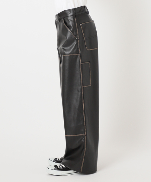 417 EDIFICE（フォーワンセブンエディフィス）の「フェイクレザー ダブルニーパンツ（スラックス・メンズ・ブラック・MEDIUM/LARGE）」の17枚目の写真