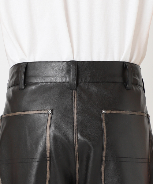 417 EDIFICE（フォーワンセブンエディフィス）の「フェイクレザー ダブルニーパンツ（スラックス・メンズ・ブラック・MEDIUM/LARGE）」の22枚目の写真