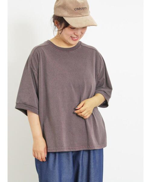 Samansa Mos2(サマンサ モスモス)の「ピグメント加工ゆるスウェット(Tシャツ/カットソー・レディース・ブラウン/グリーン/キナリ/チャコールグレー・F)」の4枚目の写真