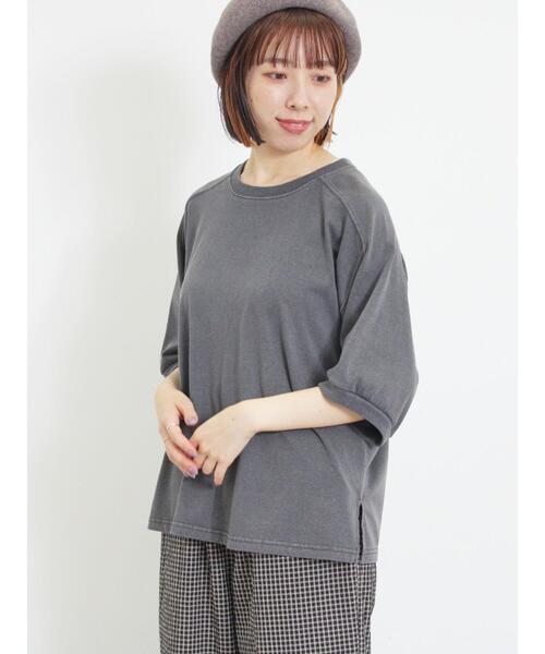 Samansa Mos2(サマンサ モスモス)の「ピグメント加工ゆるスウェット(Tシャツ/カットソー・レディース・ブラウン/グリーン/キナリ/チャコールグレー・F)」の3枚目の写真
