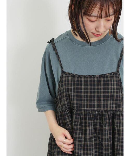 Samansa Mos2(サマンサ モスモス)の「ピグメント加工ゆるスウェット(Tシャツ/カットソー・レディース・ブラウン/グリーン/キナリ/チャコールグレー・F)」の10枚目の写真