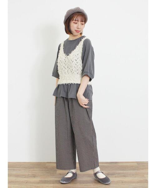 Samansa Mos2(サマンサ モスモス)の「ピグメント加工ゆるスウェット(Tシャツ/カットソー・レディース・ブラウン/グリーン/キナリ/チャコールグレー・F)」の19枚目の写真
