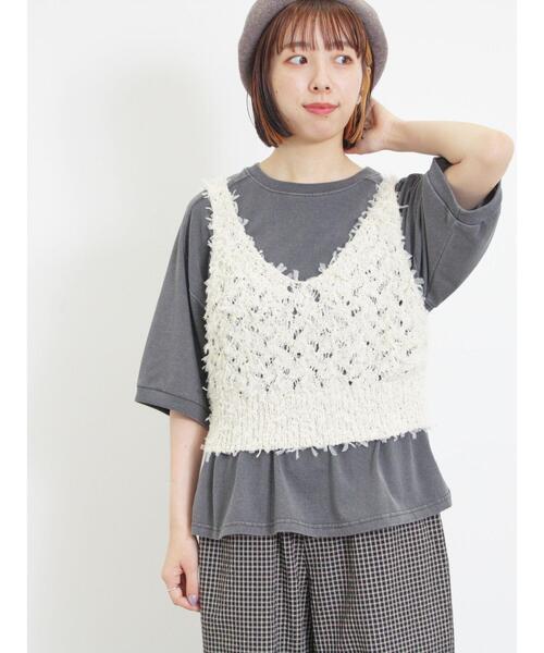 Samansa Mos2(サマンサ モスモス)の「ピグメント加工ゆるスウェット(Tシャツ/カットソー・レディース・ブラウン/グリーン/キナリ/チャコールグレー・F)」の21枚目の写真