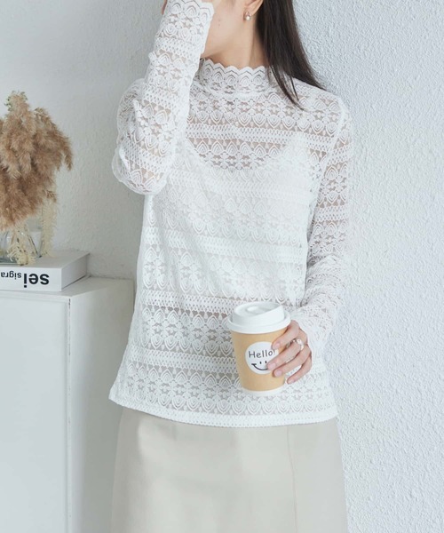 MAISON DE THERESE(メゾン ド テレーズ)の「トータルネック 総レーストップス(Tシャツ/カットソー・レディース・ホワイト/ベージュ/ブラック・M)」の12枚目の写真