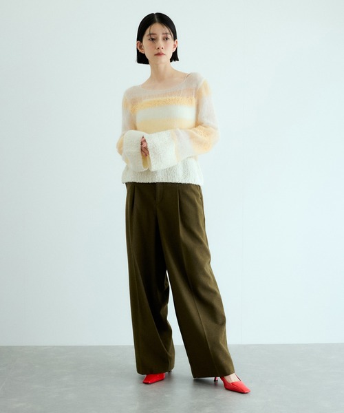 ADAM ET ROPE'（アダムエロペ）の「ミックスヤーンボーダーニットプルオーバー（ニット/セーター・レディース・グレー系その他/ホワイト系その他7・FREE）」の3枚目の写真