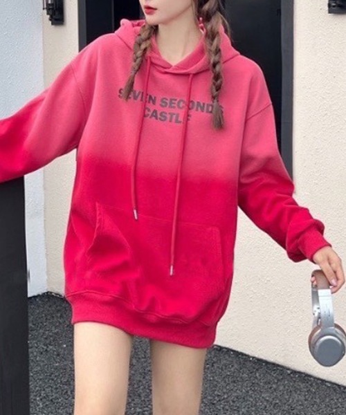 CREARE -LINO-（クレアーレリノ）の「＜選べるアソート＞グラデーションロゴ入りパーカー（パーカー・レディース・ブラック/ブラック系その他/ブルー/ピンク/レッド・FREE）」の5枚目の写真