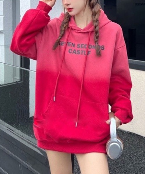 CREARE -LINO-（クレアーレリノ）の「＜選べるアソート＞グラデーションロゴ入りパーカー（パーカー・レディース・ブラック/ブラック系その他/ブルー/ピンク/レッド・FREE）」の6枚目の写真