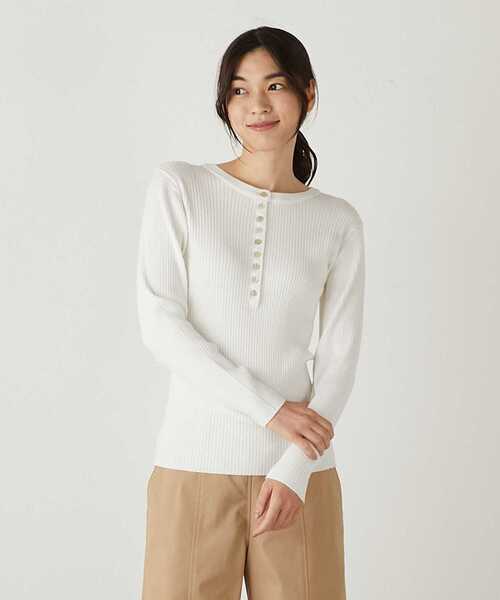 微光沢のレーヨンポリエステルワイドリブの2WAYヘンリーネック