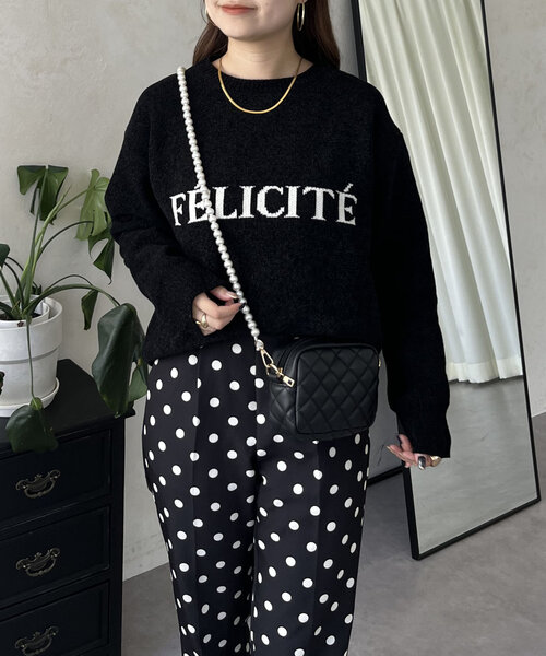 prose verse(プロズヴェール)の「ジャガードロゴニット(ニット/セーター・レディース・ブラック/ベージュ・LARGE/MEDIUM)」の3枚目の写真