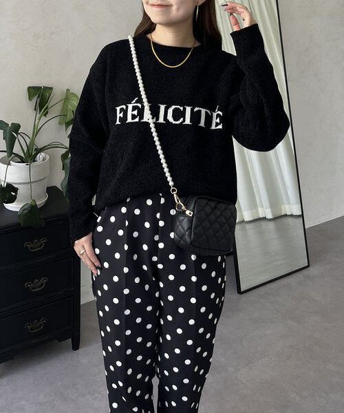 prose verse(プロズヴェール)の「ジャガードロゴニット(ニット/セーター・レディース・ブラック/ベージュ・LARGE/MEDIUM)」の5枚目の写真