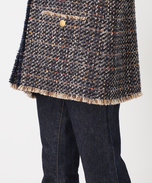journal standard L'essage(ジャーナルスタンダードレサージュ)の「《SP》GIOLICAツイードBIGジャケット(ノーカラージャケット・レディース・ネイビー・FREE)」の17枚目の写真