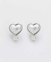ハートパールピアス (両耳用)