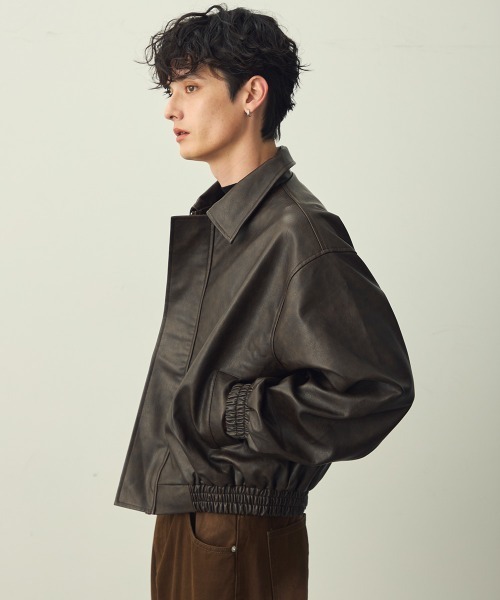 セール】Synthetic leather short blouson / 合成皮革ショート丈