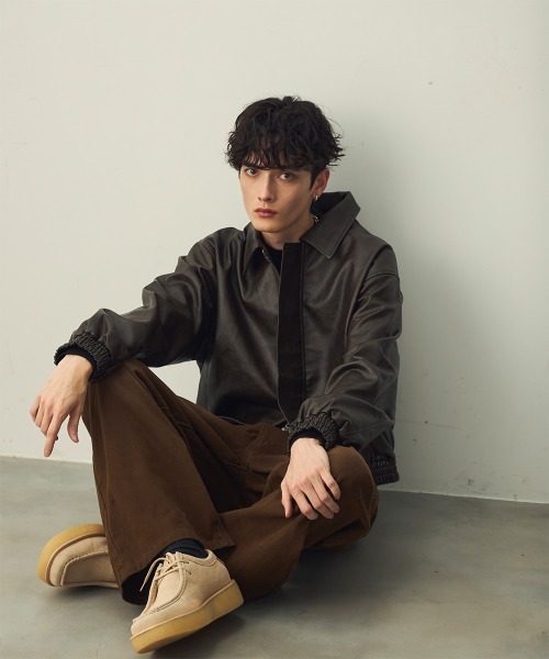 即*読様 Vintage Brown Blouson 短丈 ベロア調 ブルゾン中 Shoowtime（ショウタイム） ブルゾン アウター Studded Velour Blouson