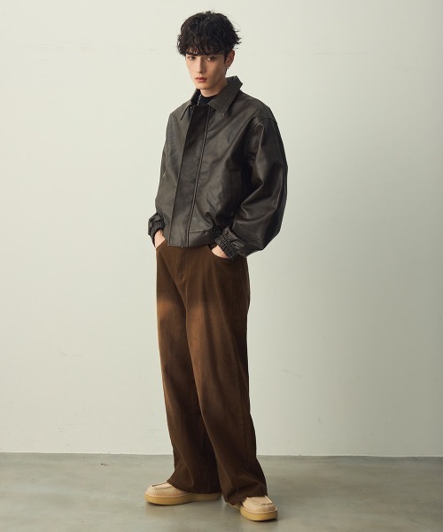 セール】Synthetic leather short blouson / 合成皮革ショート丈