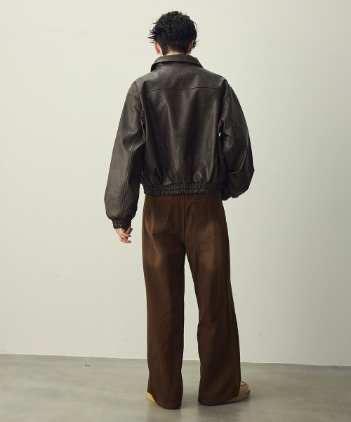 セール】Synthetic leather short blouson / 合成皮革ショート丈