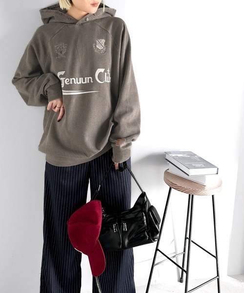 Java(ジャバ)の「《JaVa ジャバコラボ》ヴィンテージ感たっぷり!!胸刺繍ピグメントオーバーサイズ裏起毛パーカー(パーカー・レディース・チャコールグレー/グレー/ブルー系その他/ブラウン・SMALL/X-LARGE/MEDIUM/LARGE)」の20枚目の写真